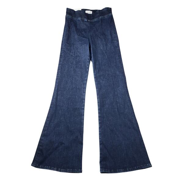Frame Jet Set Flare Jeans Dark Wash Pull On Organic Cotton Blend Minimalist 26 2 - Picture 2 of 9